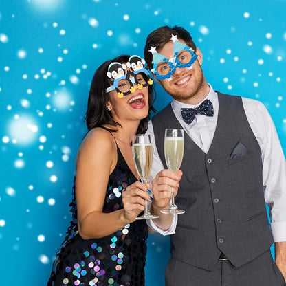 36 Pcs Winter Party Favors Snowflake Paper Eyeglasses Winter Wonderland Party Decorations Photo Booth Props for Christmas Holiday Baby Shower Birthday Supplies