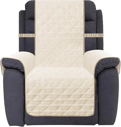 CHHKON Waterproof Nonslip Recliner Cover Stay in Place Dog Couch Chair Cover Furniture Protector Ideal Sofa Slipcovers for Pets and Kids (Ivory, 23'')