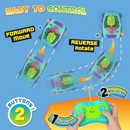 Nueplay Remote Control Car for Toddler Age 2 3 4 5, Electric RC Car Toys with Light & Music, Toddler Dinosaur Toys, Dino Race Car Vehicles, Dinosaur Figures Truck, Birthday Gift for Boys & Girls Green