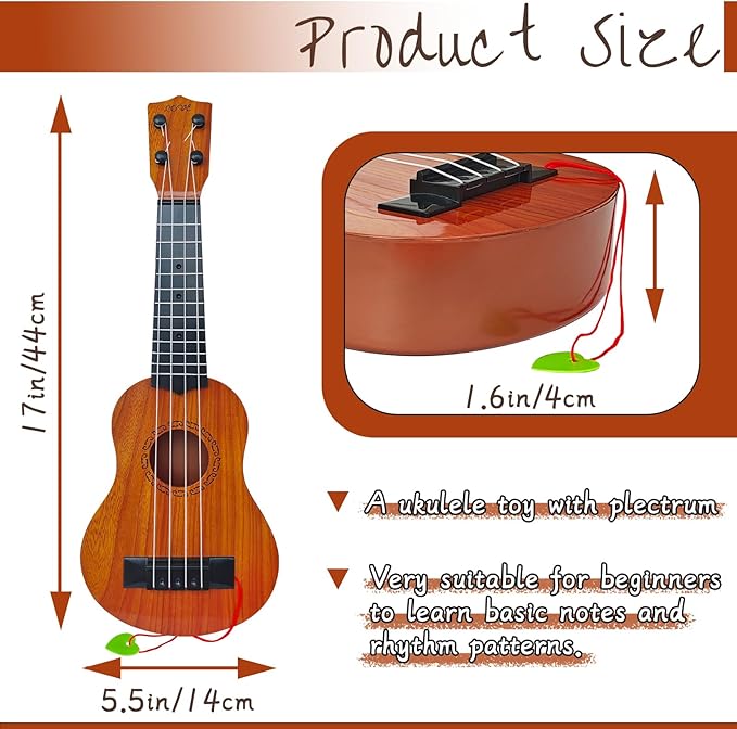 Kids Toy Ukulele Guitar,17 Inch Classical Guitar Musical Toy,4 Strings Guitar Ukulele Educational Learning Toy for Toddlers and Preschoolers