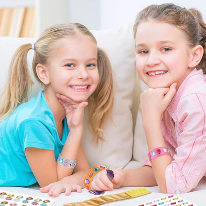 Outus 20 Pcs Bracelet Making Kits 12 Pcs Kids Snap Bracelets 8 Pcs Glitter Gem Stickers DIY Your Own Bracelet Jewelry Crafts for Girls Ages 6-12 DIY Birthday Gifts Crafting Party Favors Supplies