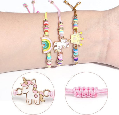 Lorfancy 12 Pcs Kids Girls Bracelets Jewelry Women Unicorn Animal Friendship Bracelet Pendant Teen Toddler Baby Cute Adjustable Multicolor Woven Pretend Play Bracelet