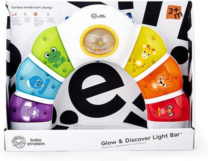 Baby Einstein Glow & Discover Light Bar Musical Toy, Activity Station, Sitting Up and Tummy Time Toy, Color and Animal Learning Toy, Infant Ages 3 Months+