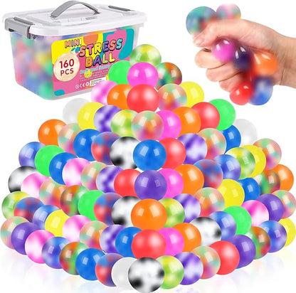 BESNEL 160 Pack Stress Balls for Adults, Bulk Squishy Ball, Stress Balls Set, Anti-Anxiety Easter Stress Relief Fidget Balls