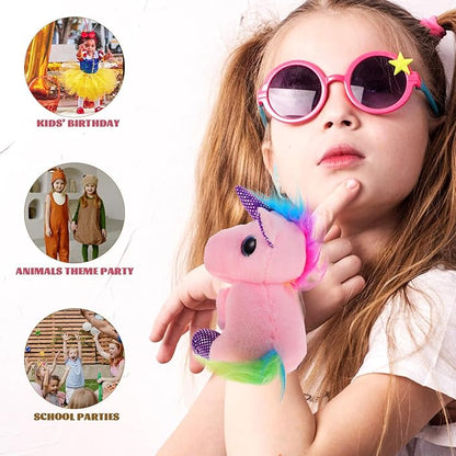 Abaodam Animal Slap Bracelet Unicorn Slap Bracelet Plush Stuffed Animal Hugger Snap Wrist Band for Kids Birthday Party Toy