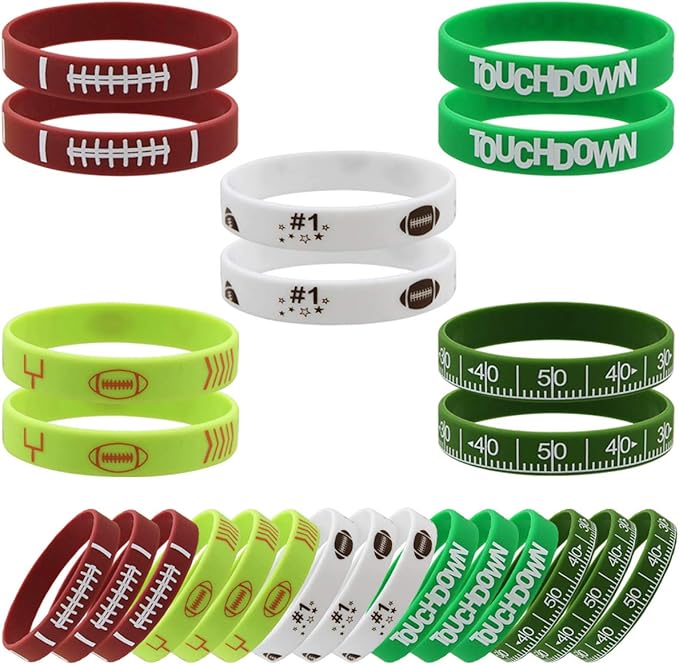 Fancy Land 35 Silicone Football Motivational Bracelets for Kids Football Gift Party Supply