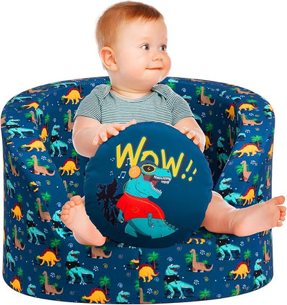 ALIMORDEN Snug-Arch Toddler Couch, Comfy Foam Baby Chair, Ergonomic Toddler Chair with a Snug Embrace Design for Boys and Girls, Dinosaur