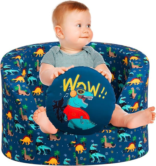 ALIMORDEN Snug-Arch Toddler Couch, Comfy Foam Baby Chair, Ergonomic Toddler Chair with a Snug Embrace Design for Boys and Girls, Dinosaur