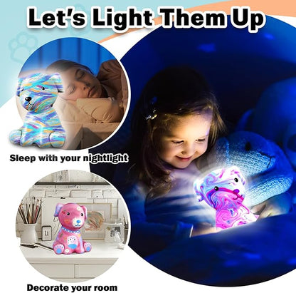 Paint Your Own Dog Lamp Kit - Arts and Crafts Supplies Puppy Painting Kits for Kids Teens Adults, DIY Night Light Toy for Toddler Girl Boy Ages 3 4 5 6 7 8 9 10 11 12 13+ Birthday Easter Holiday Gift