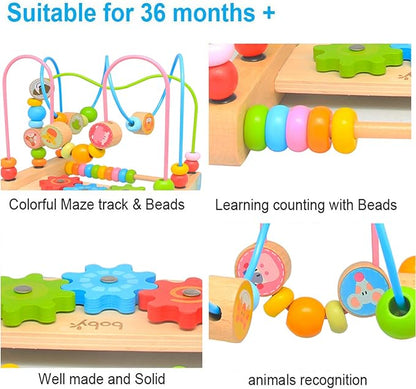 Bead Maze for Babies 6-12 Months,Wooden Educational Abacus Beads Circle Toddler Toys - Colorful Roller Coaster Activity Game,Great Gift for Babies Toddlers Girls and Boys