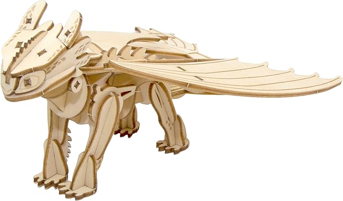 DreamWorks How to Train Your Dragon Toothless 3D Wood Puzzle & Model Figure Kit (41 Pcs) - Build & Paint Your Own 3-D Movie Toy, No Glue Required - Easter BAskt Gift for Kids, Teens & Adults, 8+