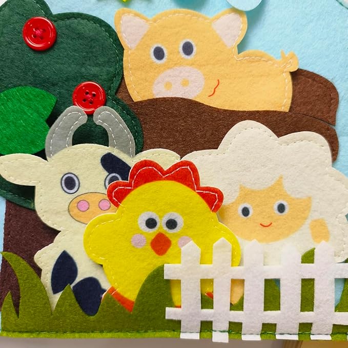 Quiet Book Toddler Book Farm Animals Activity Busy Book Felt Book for Toddlers 2-3 4 Year Old Boy Girl Montessori Toys Cloth Book (My Farm Day)