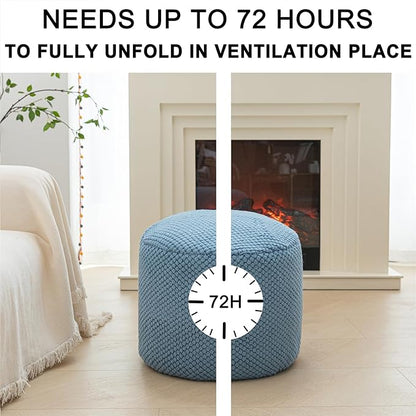Sturdy Boucle Pouf Ottoman Foot Rest Nice Living Room Decor Lightweight Ottoman Pouf Filler Comfort Pouf Cover Modern Foam Stuffed Poof Ottoman Perfect to Rest Your Feet No Need Assemble Blue