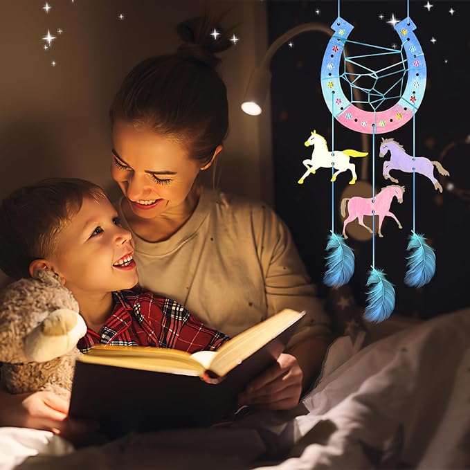 8 Pack Wooden Horse Craft for Kids,Unfinished Wooden Horse Wood for Painting Horse Dream Catcher Craft Wooden Arts Coloring Wood Horseshoe Ornaments for Art Activity Birthday Party Favors Decoration