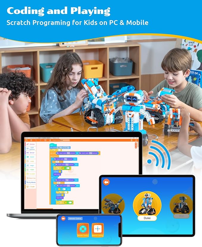WhalesBot E7 Pro 12-in-1 STEM Coding Robot Kit for Kids 8-12, 637-Piece Building Set with Scratch Programming, Interactive Books & 3D APP Guidance – Ideal Educational Toy for Boys & Girls