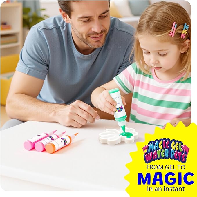 Upgraded Magic Water Elf Toy Kit, 20 Gels & 15 Molds, Craft & Art Kits for Kids Girls Boys Age 3 4 5 6 7 8 9 10 11 year old, Aqua Fairy Make Your Own Water Pets Squishy Maker Birthday Gift Party Favor