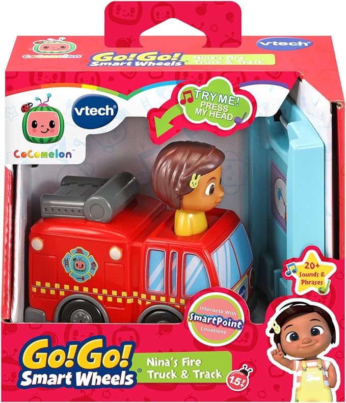 VTech CoCoMelon Go! Go! Smart Wheels Nina’s Fire Truck and Track