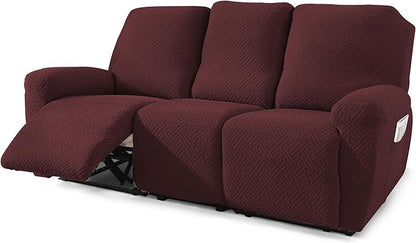 NORTHERN BROTHERS Stretchy Recliner Sofa Covers 3 Seater, Couch Cover Recliner Sofa 3 Cushions, Sofa Recliner Covers, Wine Red