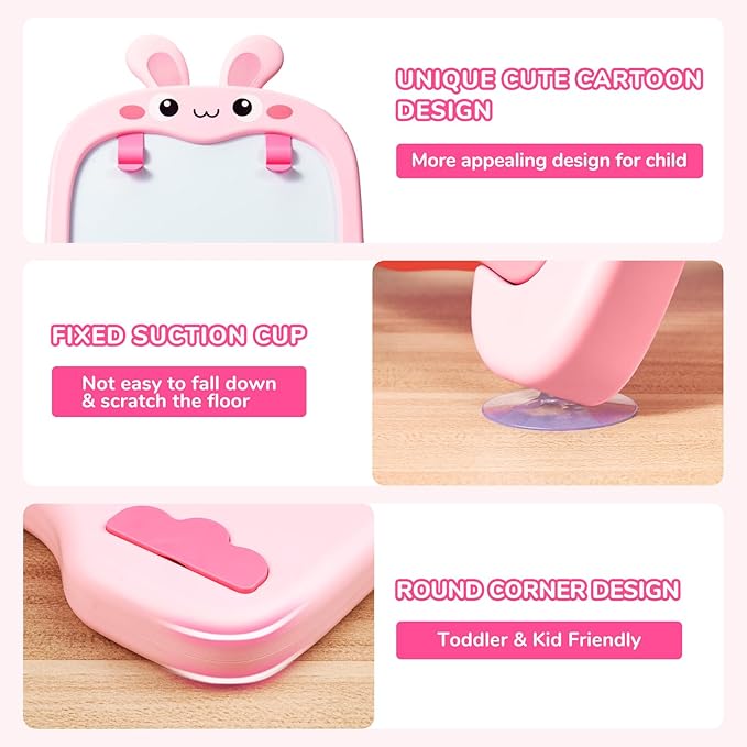 Adjustable Standing Toddler Art Easel with educatinal Accessories for Kid,4-in-1 Double-Side Magnetic Chalkboard&Whiteboard,Dry Eraser Board,Detachable&Portable,Ideal Birthday Gift for2-4,Bunny