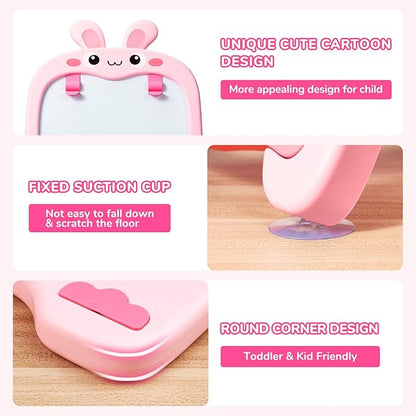 Adjustable Standing Toddler Art Easel with educatinal Accessories for Kid,4-in-1 Double-Side Magnetic Chalkboard&Whiteboard,Dry Eraser Board,Detachable&Portable,Ideal Birthday Gift for2-4,Bunny