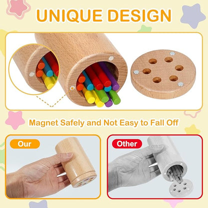 Montessori Toys for 1-3 Year Old, Travel Toys for Toddlers Wooden Color Sorting Stacking Toy for 18+ Month Old Boys Girls Learning Gift for 2-4 Year Old Kids Birthday Easter Basket Stuffers