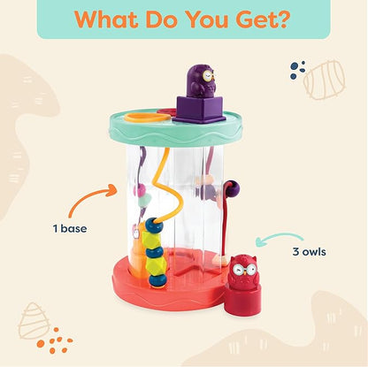B. toys- B. baby – Baby Shape Sorter – Sorting Toy with 3 Owls – Colorful Shapes, Bead Maze & Fun Sounds – Developmental & Educational Game for Babies & Toddlers –Hooty-Hoo - 10 Months +