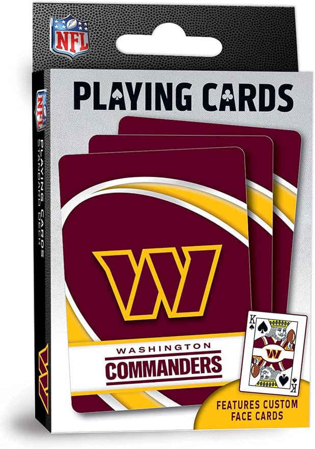 Masterpieces - NFL Playing Cards, Officially Licensed Washington Commanders Football Deck, Family Games for Adults and Kids, Standard Index