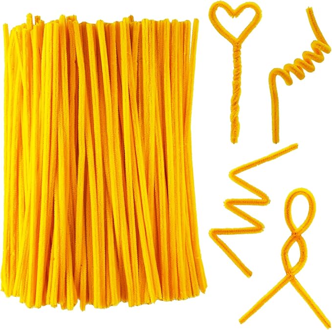 Qirimoi Gold Pipe Cleaners Craft Pipe Cleaners Bulk Pipecleaners Crafts Supplies，200Pcs Gold