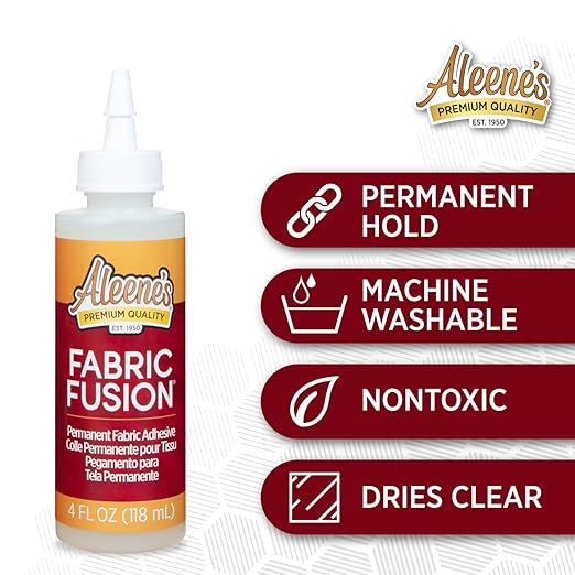 Aleene's Fabric Fusion Permanent Fabric Adhesive 4 fl. oz. Washable Fabric Glue for Clothes, Denim, Leather, Patches, Polyester, Cotton, Fabrics, Dries Flexible