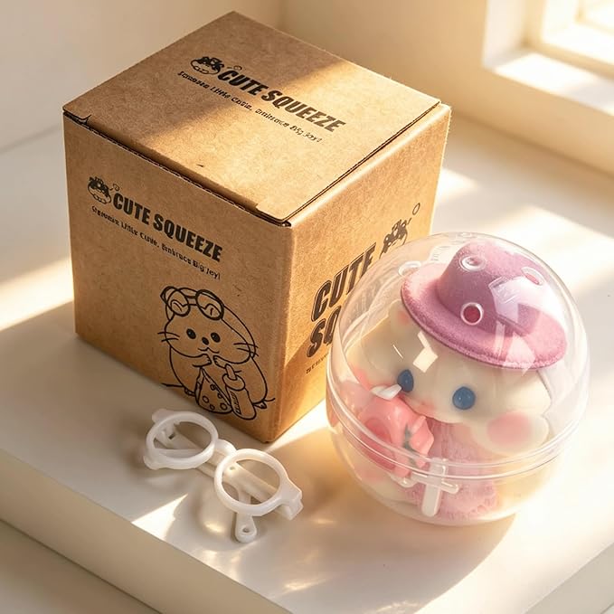 Handmade Taba Squishy Hamster Toy, Cute Squishy Hamster Fidget Toy, Soft Silicone Mochi Furry Toy, Stress Relief Gift for Adults & Kids (White Angel)