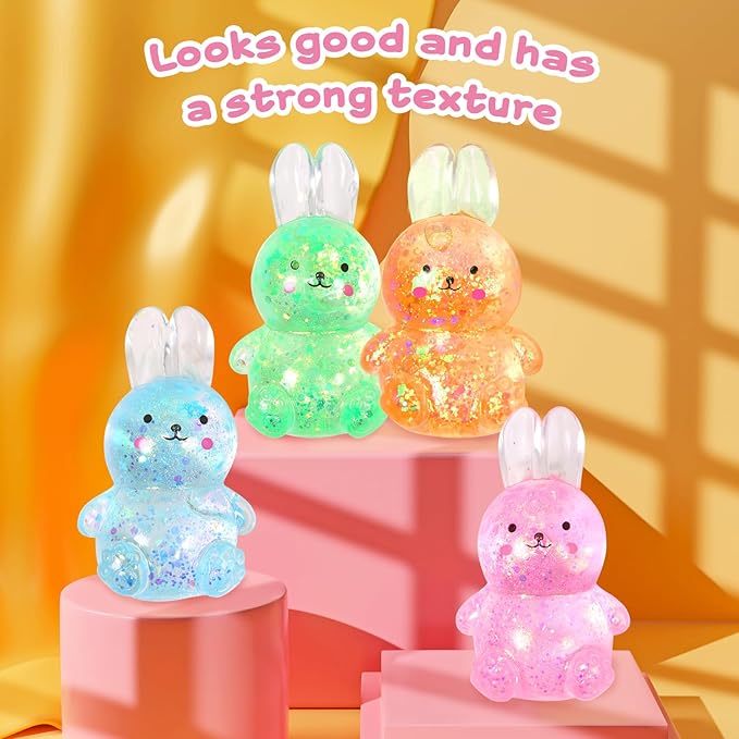 Easter Basket Stuffers,Easter Basket Essentials,4pcs Squishy Easter Bunny Stress Balls for Adults,Easter Stress Relief Fidget Balls,Easter Party Favors Easter Basket Ideas Gifts (4pcs-B)