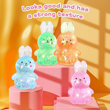 Easter Basket Stuffers,Easter Basket Essentials,4pcs Squishy Easter Bunny Stress Balls for Adults,Easter Stress Relief Fidget Balls,Easter Party Favors Easter Basket Ideas Gifts (4pcs-B)
