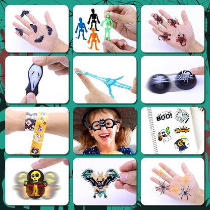 400PCS Halloween Party Favors for Kids, Bulk Toys, Goodie Bag Stuffers, Classroom Prizes, treasure box, Trick or Treat Toy