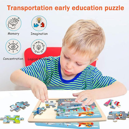 Puzzles for Kids Ages 4-6,24 Pieces Wooden Puzzles for Toddlers Ages 3-5 4-8 3 4 5 6 3-4 Year Olds.4 Pack Car Puzzle Set Children Jigsaw Puzzles for Boys and Girls Educational Learning Toys