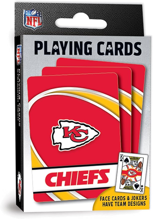 MasterPieces - NFL Playing Cards, Officially Licensed Kansas City Chiefs Football Deck, Family Games for Adults and Kids, Standard Index