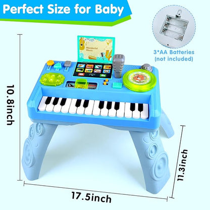Baby DJ Table for Toddlers 1-3, Baby Musical Piano Toys 6-9-12-18 Months Toddler Activity Learning DJ Mixing Table with Music & Light Educational Toy for 1 Year Old Boy Girl First Birthday Infant Gift