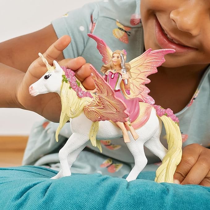 Schleich bayala Fairy Feya and Pegasus Unicorn Figurine Playset - Realistic Enchanting Fantasy Magical Fairy and Unicorn Figurine Imagination Playtime Toy Set for Boys and Girls, Gift for Kids Age 5+