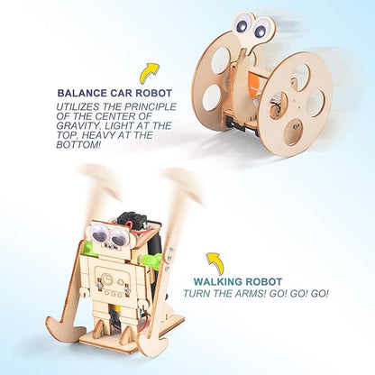 STEM Robots Kits for Kids Ages 5-7 8-10, Wood Building Art Crafts Kits for Boys 6-8 8-12, 3D Wooden Puzzles Robotics Models, Science Woodworking Projects STEM Toys Gifts for Boy 6 7 8 10 12 Year OId