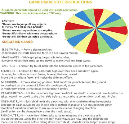 Sonyabecca Parachute, Play Parachute 24ft with 16 Handles for Kids Cooperation Group Play