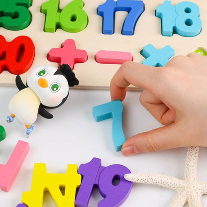 LovesTown Wooden Puzzles for Kids, Number Shape Puzzles Preschool Educational Toys Montessori Toddler Puzzles for Boys Girls