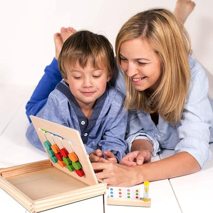 Montessori Learning Toys Slide Puzzle Color & Shape Matching Brain Teasers Logic Game Preschool Educational Wooden Toys for Kids Boys Girls Age 3 4 5 6 7 Years Old Airplane Travel Toys Birthday Gifts