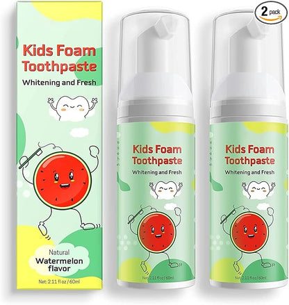 Foam Toothpaste Kids,Toddler Whitening Toothpaste with Low Fluoride & Natural Formula to Reduce Plaque,Kids Foaming Toothpaste for U Shaped Toothbrush for Children (Watermelon)
