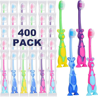 Gerrii Kids Toothbrushes Bulk Soft Lovely Little Kangaroo with Covers Suction Cup Individually Wrapped for Children Toddler Home School Camp Daycare Travel