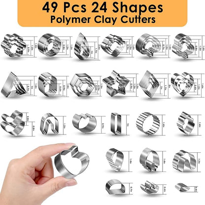 Polymer Clay Cutters for Earrings Making, 705 PCS Clay Cutters Set with 49 Shapes Stainless Steel Clay Cutter Tools, 640 PCS Jewelry Accessories, 16 Circle Shape Earring Cutters for Polymer Clay