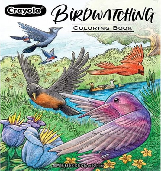 Crayola Bird Coloring Book (40pgs), Adult Coloring Pages, 8.5 x 10, Stress Relieving Coloring, Mindfulness Activity for Adults