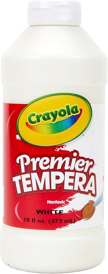 Crayola Premier Tempera Paint For Kids - White (16oz), Kids Classroom Supplies, Great For Arts & Crafts, Non Toxic, Easy Squeeze Bottle