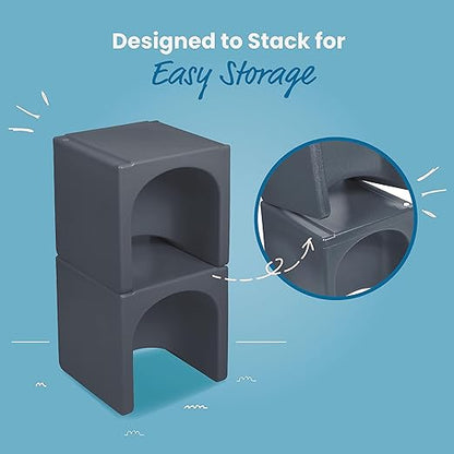 ECR4Kids Tri-Me 3-In-1 Cube Chair, Kids Furniture, Dark Grey