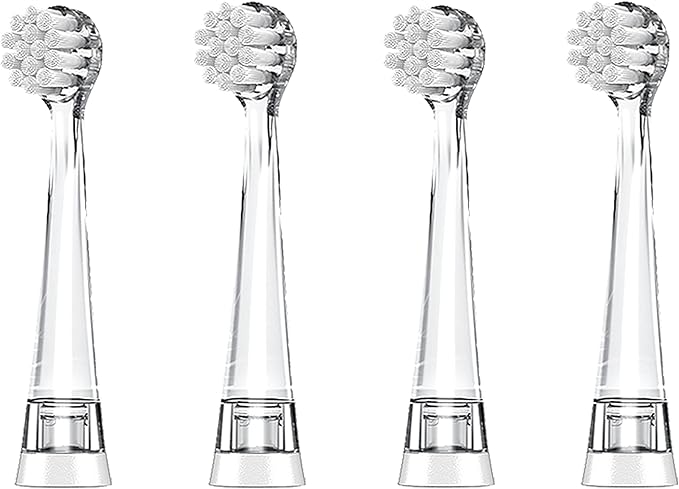 Dada-Tech Baby/Kids Electric Toothbrush Replacement Heads for DT-BB1, DT-K6, SG-513, SG-977 - Pack of 4 (Round)