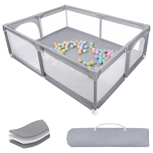 Baby Playpen Extra Large Playpen for Babies and Toddlers, 79"x59" BPA-Free Non-Toxic Play Yard for Baby, No Gaps Safe Indoor & Outdoor Activity Center with Zipper Gate