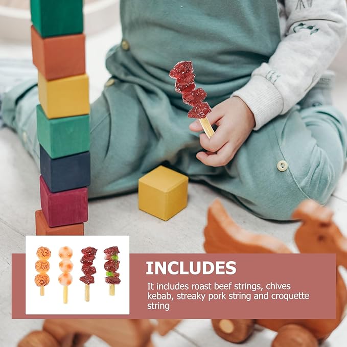 Toddmomy Kids Grill 4Pcs Artificial Barbecue Fake Food Realistic Food Kids Outdoor Kitchen Barbecue Model Decoration Display Props Play Kitchen Accessories for Kids Toddler Toddler